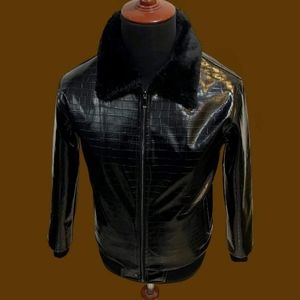Mens Genuine sheep leather jacket crocodile plated Versatile jacket